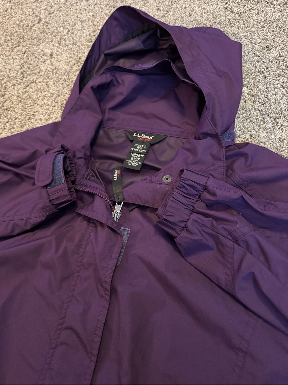 Rare Vintage 90s L.L.Bean Outdoors Packable Rain Anorak Jacket Plum Purple Women
